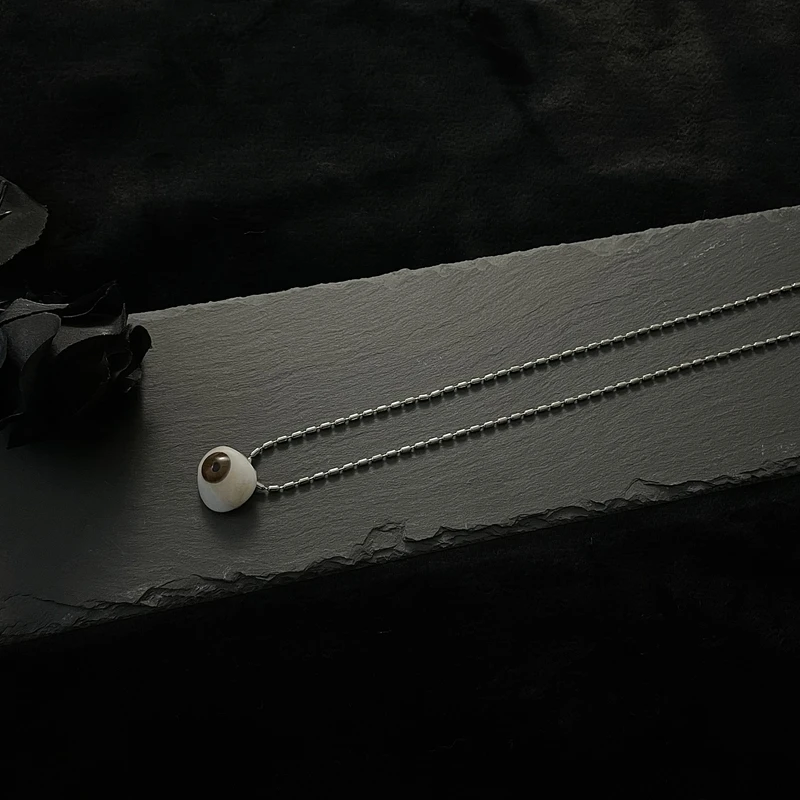 CCP Eyes Couple Sterling Silver Necklace for Men and Women, Light Luxury and High end Design Sense, Small and Popular Jewelry, I