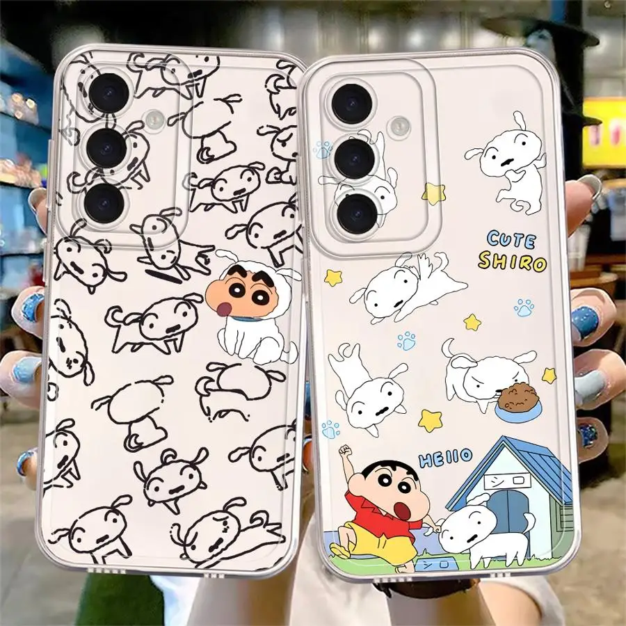 Custodia Bianca Crayon Shin Chan per Samsung Galaxy A57 A52 A17 A52 A36 A37 A55 A54 A15 A56 A25 A51 A34 A35 A26 A24 A14 A16
