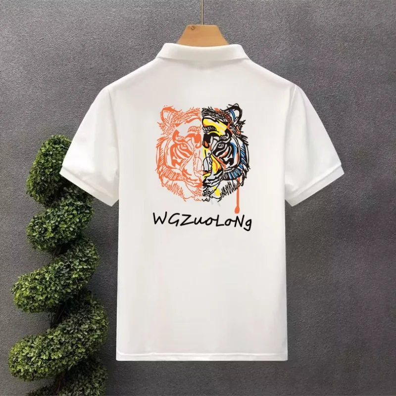 

Рубашка-поло мужская с принтом, модная сорочка в стиле High Street, дышащая повседневная одежда, лето