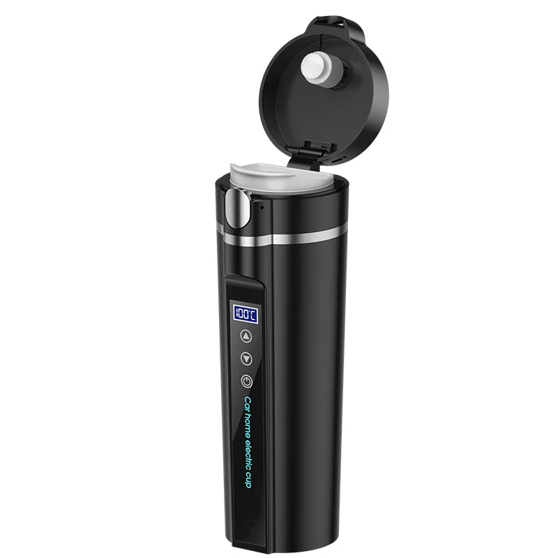 12V 24V Universal 75W-100W 450ml Intelligent Vehicle Mounted Water Cup Convenient On Vehicle Heating Double Layer Vacuum Cup