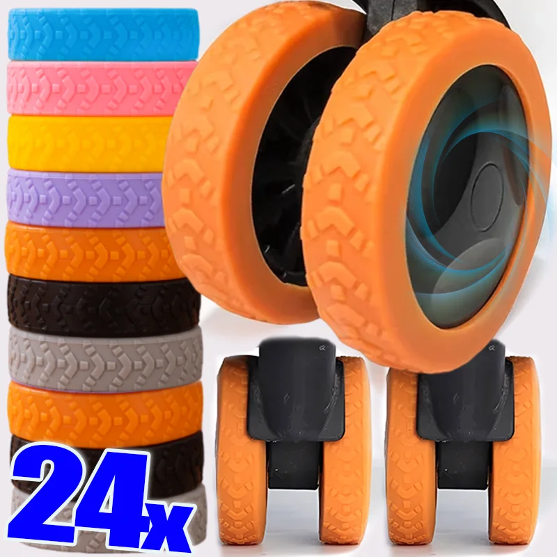 2-24Pcs Luggage Wheels Protector Silicone Wheels Caster Shoes Travel Luggage Suitcase Reduce Noise Wheel Guard Cover Accessories