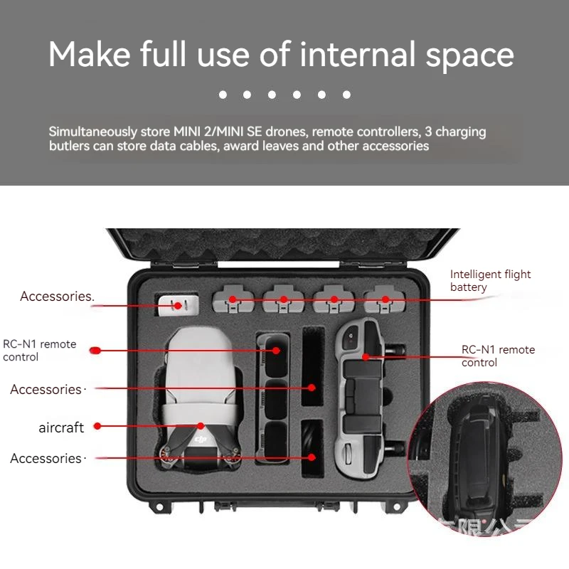 For Mini 2 SE Suitcase Portable Black Drone Case Case For Mini 2 Accessory Storage