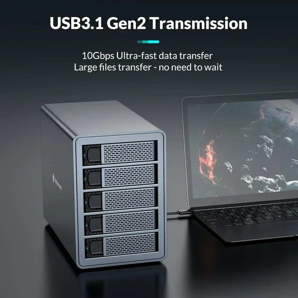 Yottamaster JBOD ϵ ũ Ŭ ȣȯ , 뷮 RAID, FS5C3 5Bay USB, USB3.1 (GEN2), CŸ, 2.5, 3.5 ġ, 80TB (Sing 16TB)
