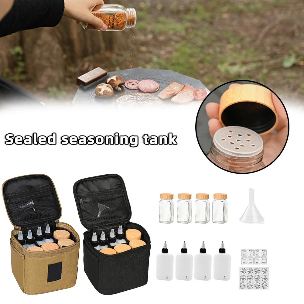 Transparent Glass Seasoning Bottle Set Portable Camping Seasoning Container For Picnic