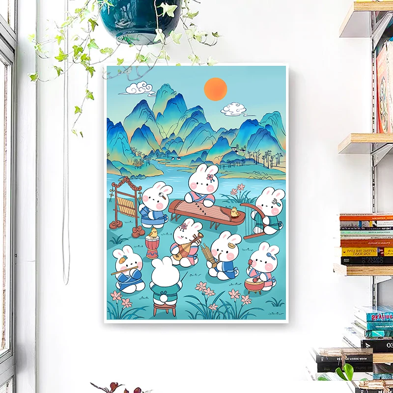 11CT Cotton Thread DIY Cartoon Cross Stitch Kits Embroidery Needlework Sets Rabbit Printed Canvas Cross Stitch Set Home Decor cross stitch kit