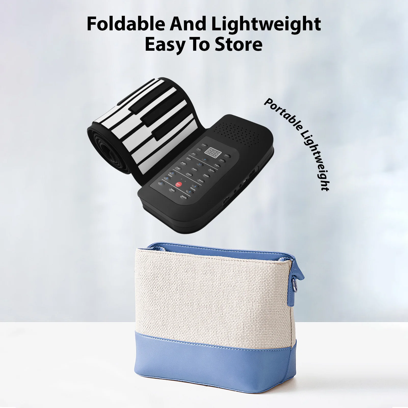 88 Key Portable Piano Roll Up Piano with Speaker Sustain Pedal Silicone Foldable Thickened 9mm Keys