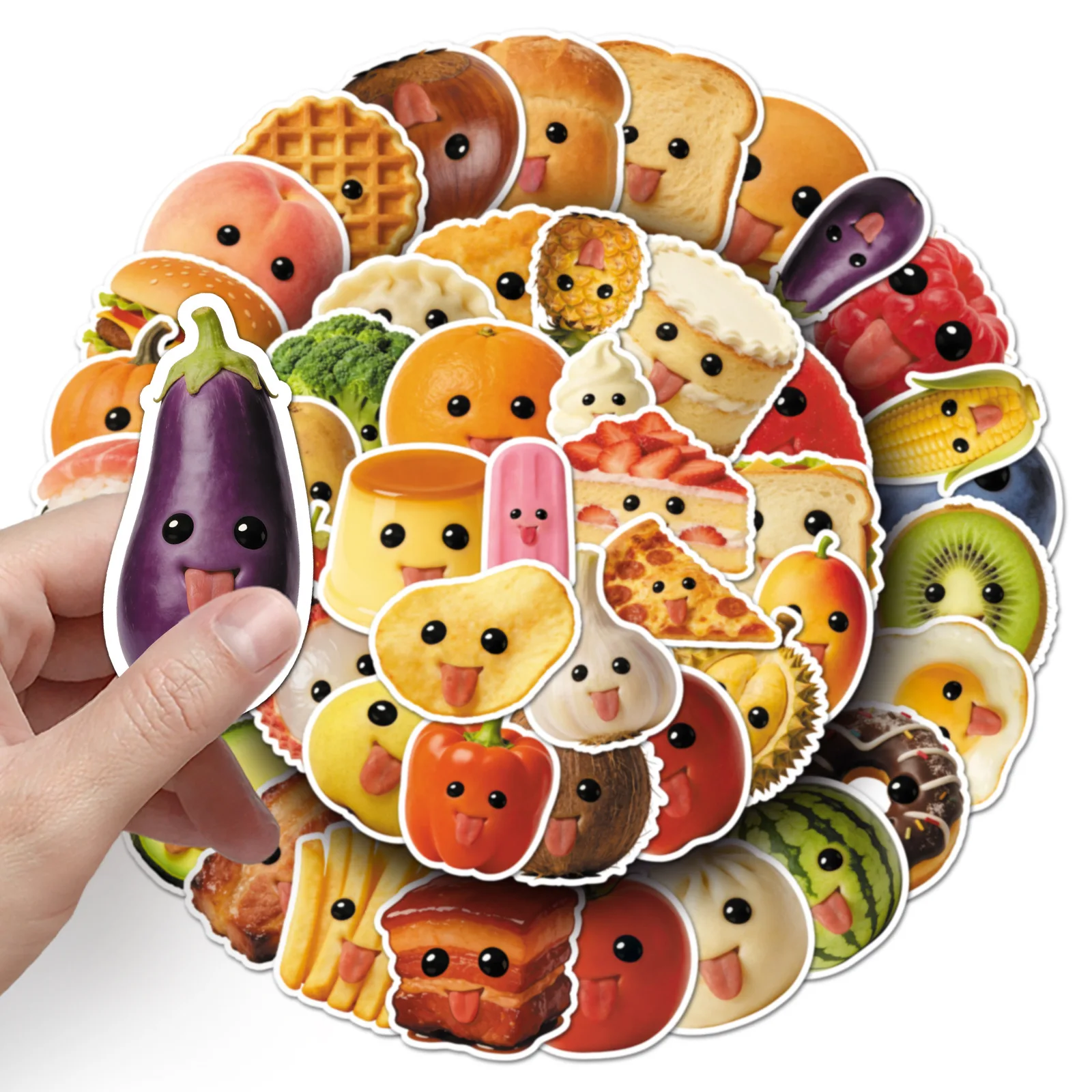 60PCS 추상 음식 재미 감정 그래피티 스티커 방수 장식 DIY 휴대폰 케이스 헬멧 기타 노트북용