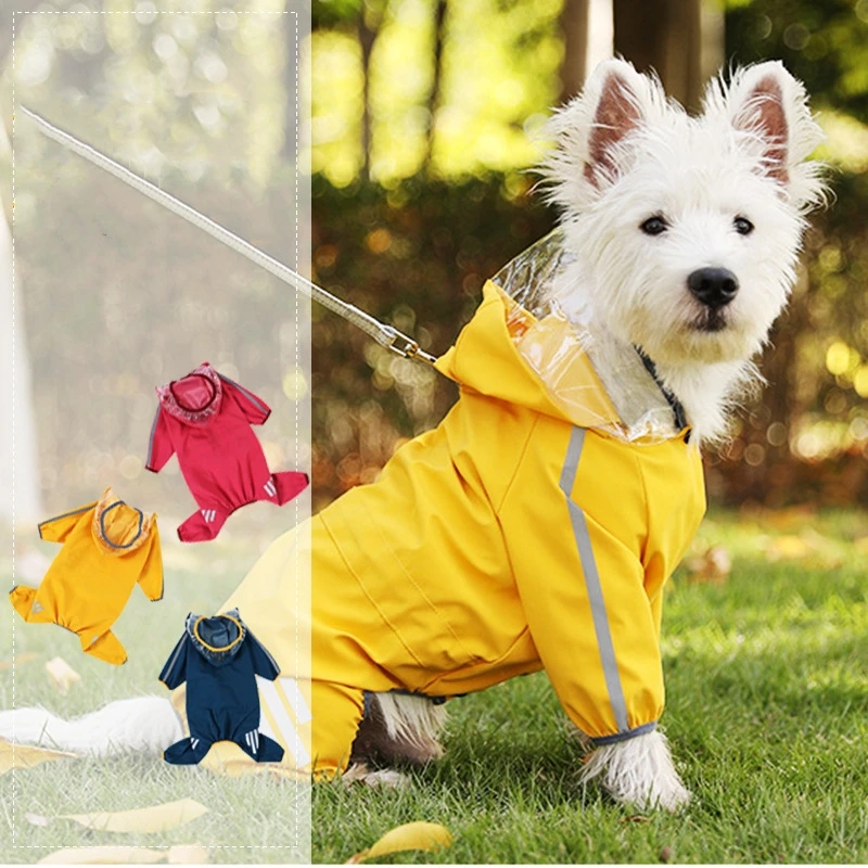

Dog Raincoat Waterproof Jumpsuit Reflective Raincoat Dogs Accessories Jacket Coat Outdoor Soft Breathable One-piece Suit