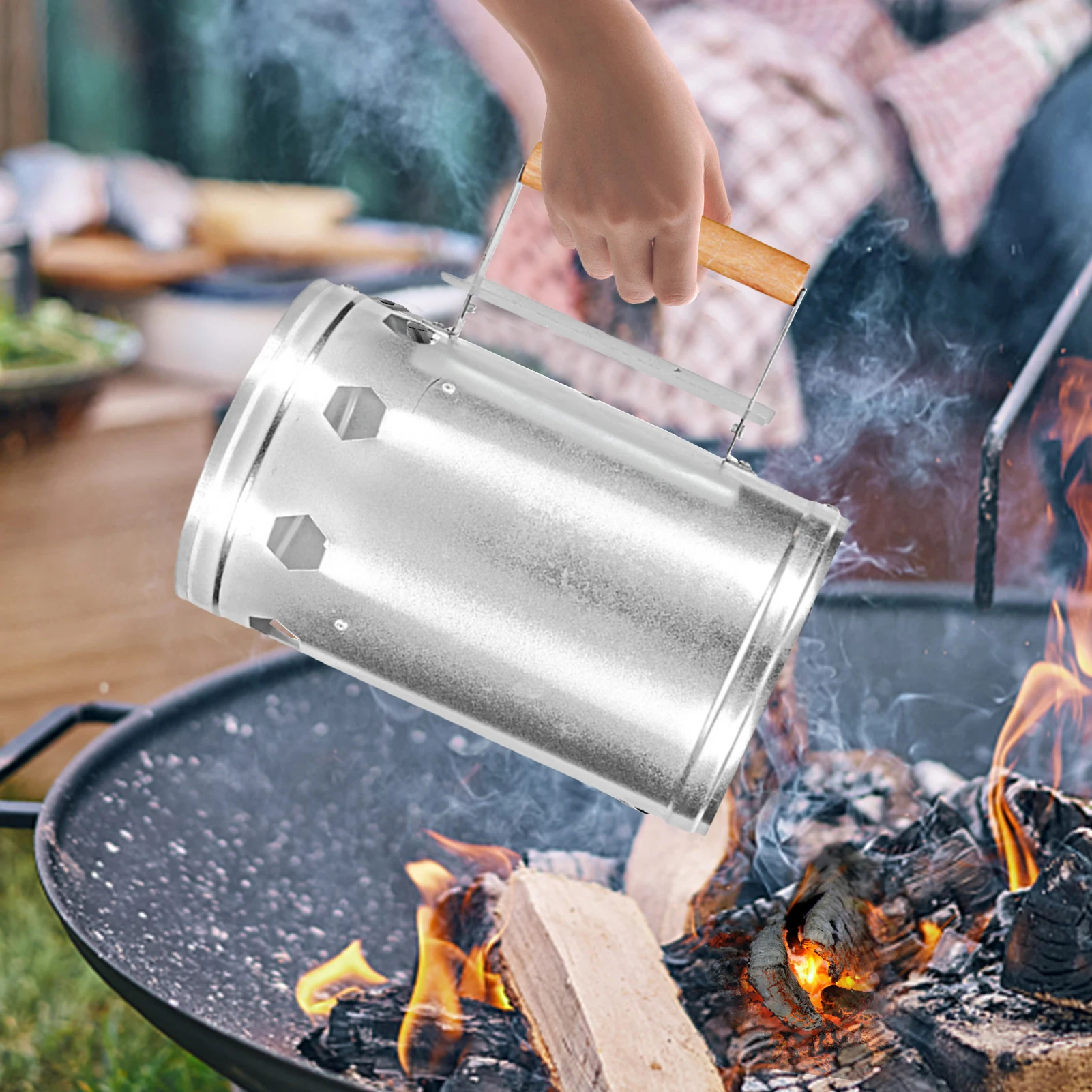 Fire Burning Barrel Metal Burn Bucket for Outdoor Camping Fire Pit Anti Slip Rust Proof Grill Charcoal Fast Stove Barrels