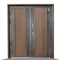 Deluxe Double Opening Fine Carving Aluminum Wood Armored Aluminum Door Entrance Security Door 2