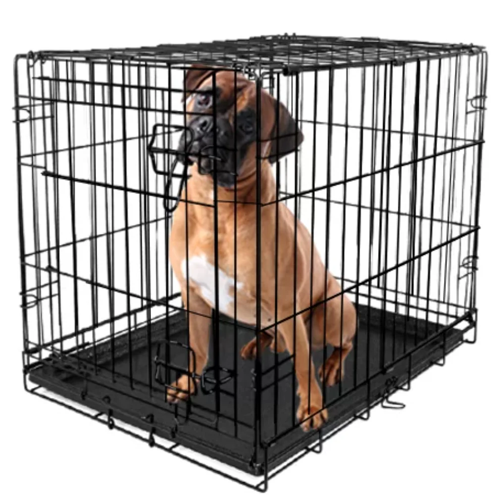 SingleDoor Folding Dog Crate with Divider Clamah