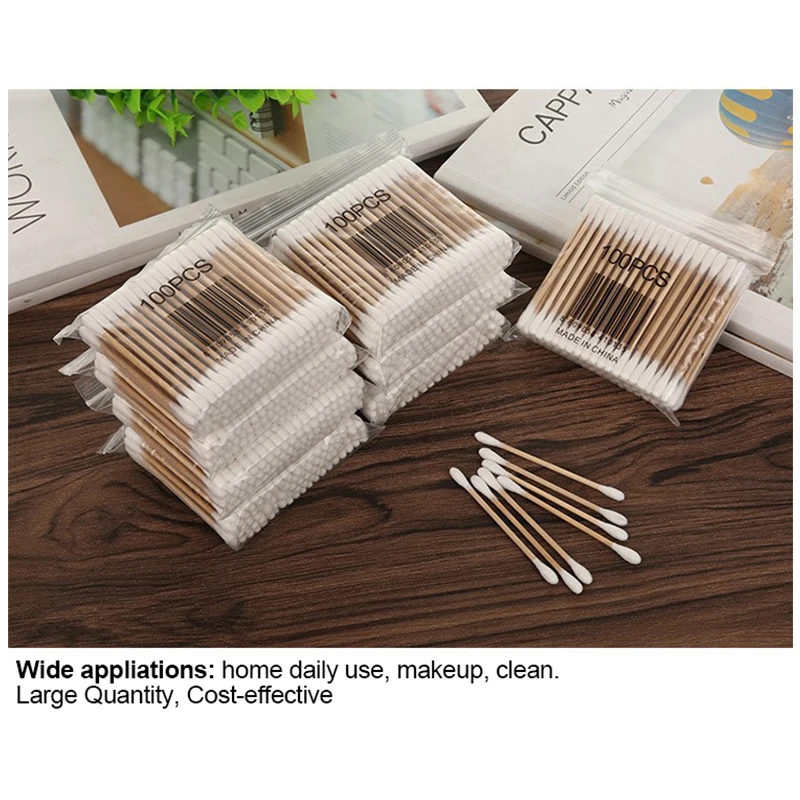500pcs Double Head Cotton Swab Women Makeup Cotton Buds Tip for Wood Sticks Nose Ears Cleaning Health Care Tools 3