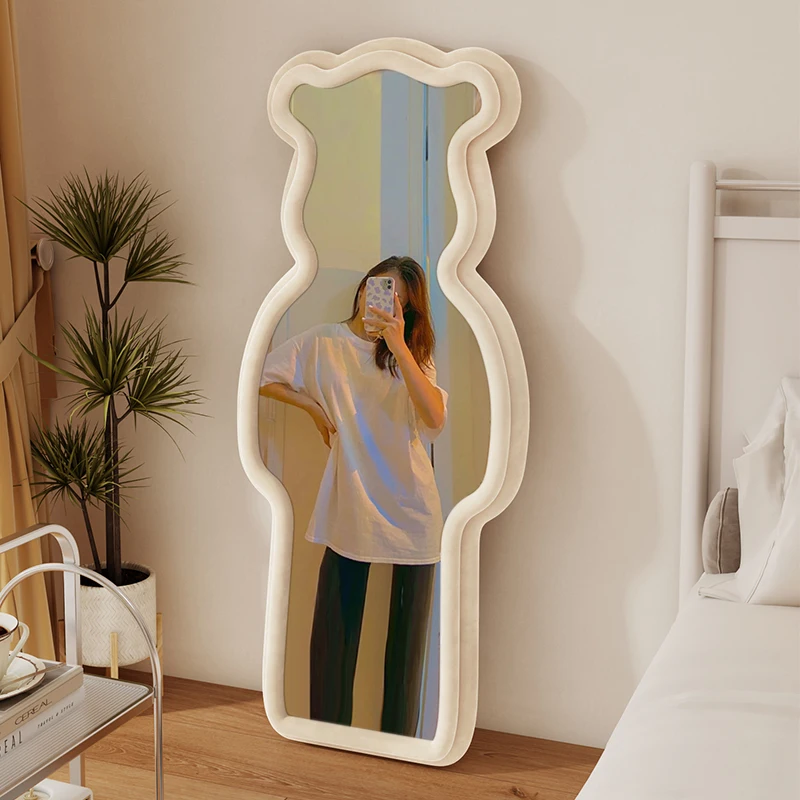 

Aesthetic Luxury Mirror Funky Cute Makeup Big Long Girls Mirror Full Body Standing Vanity Modern Spiegels Living Room Decoration