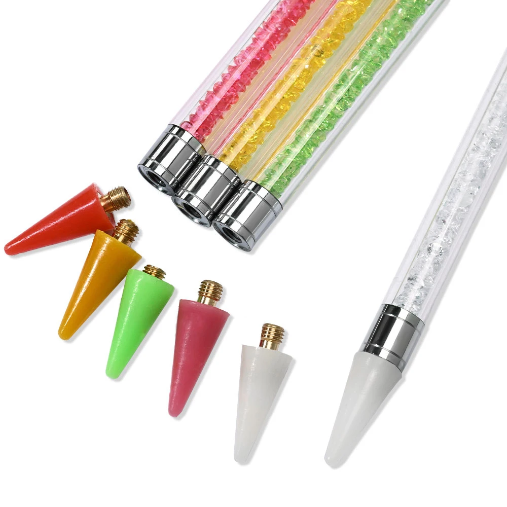 1Pcs doppelseitige Nagel Strass Picker Punktierung Stift Diamant Pick Wachs Bleistift Gel UV Malerei Pinsel DIY Punkt Bohrer maniküre Werkzeug – Detail 3