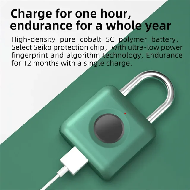Mini Lock Fingerprint Smart Padlock Quick Unlock Keyless USB Rechargeable Door USB Keyless Fingerprint Lock for Luggage Case 6