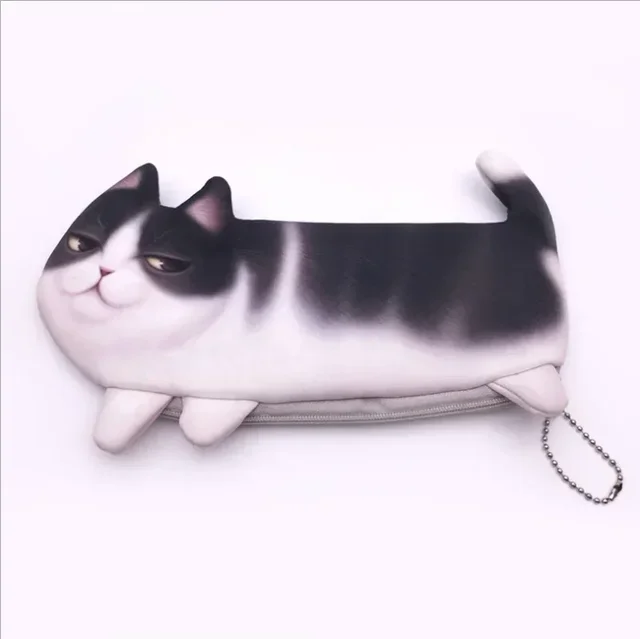 New 3D Simulate Cat Pencil Bag Large Capacity Lovely Cartoon Pen Cases Receive Bags Schoolgirl Cloth Art School Stationery 4