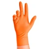 Disposable Gloves Heavy Duty Orange Nitrile Gloves 8Mil Industrial With Diamond Textured Grip For Mechanic Safety & Work Gloves 2