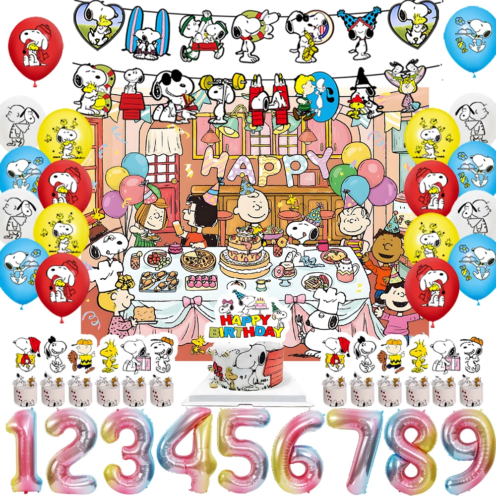 MINISO Süßes schwarz-weißes Hundethema, Geburtstagsparty-Dekoration, Snooopys, Latex-Luftballons, Tier-Welpenzubehör, Lieblingsgeschenk für Kinder