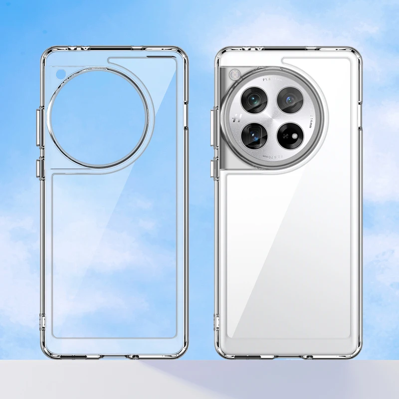 OnePlus 12 Clear Case with Hard PC Back and Soft TPU Bumper - Camera Lens Protection Transparent Cover