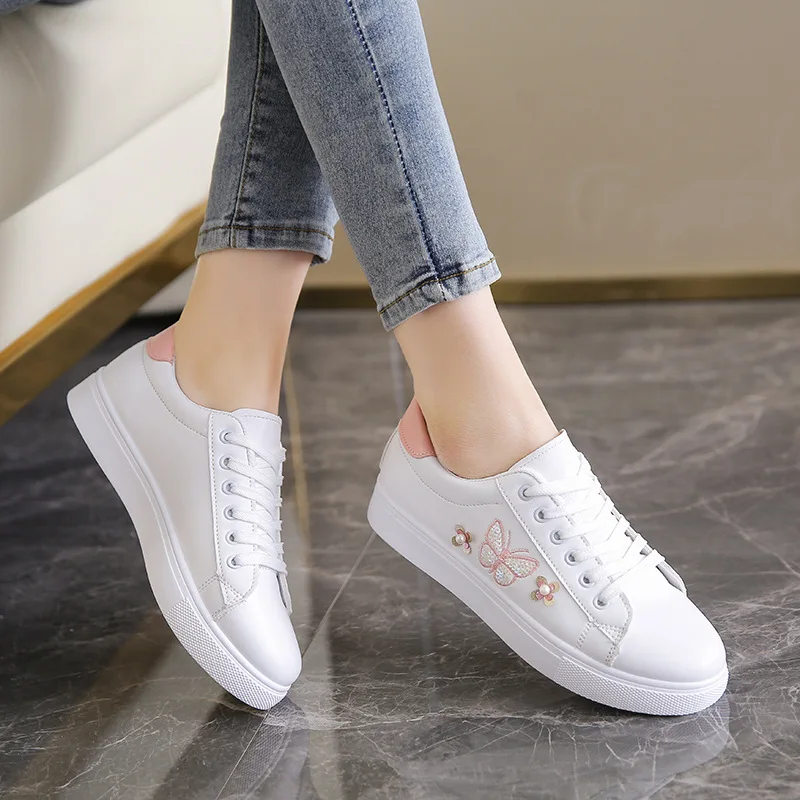 New Women's Sneakers Butterfly Embroidered Flats Women's Outdoor Running Vulcanized Shoes Breathable Women's Shoes Zapatos Mujer 4