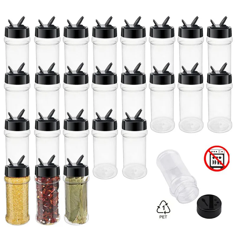 Butterfly Flip Spice Dispenser - Premium PET Spice Bottle with Double Flip Lid, Large Capacity Kitchen Seasoning Jar