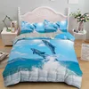 Kids Adult Bed Polyester Bedclothes 3D Dolphin In Blue Sea Queen King Size Bedding Sets Animal Single Quilt Duvet Cover Set 3