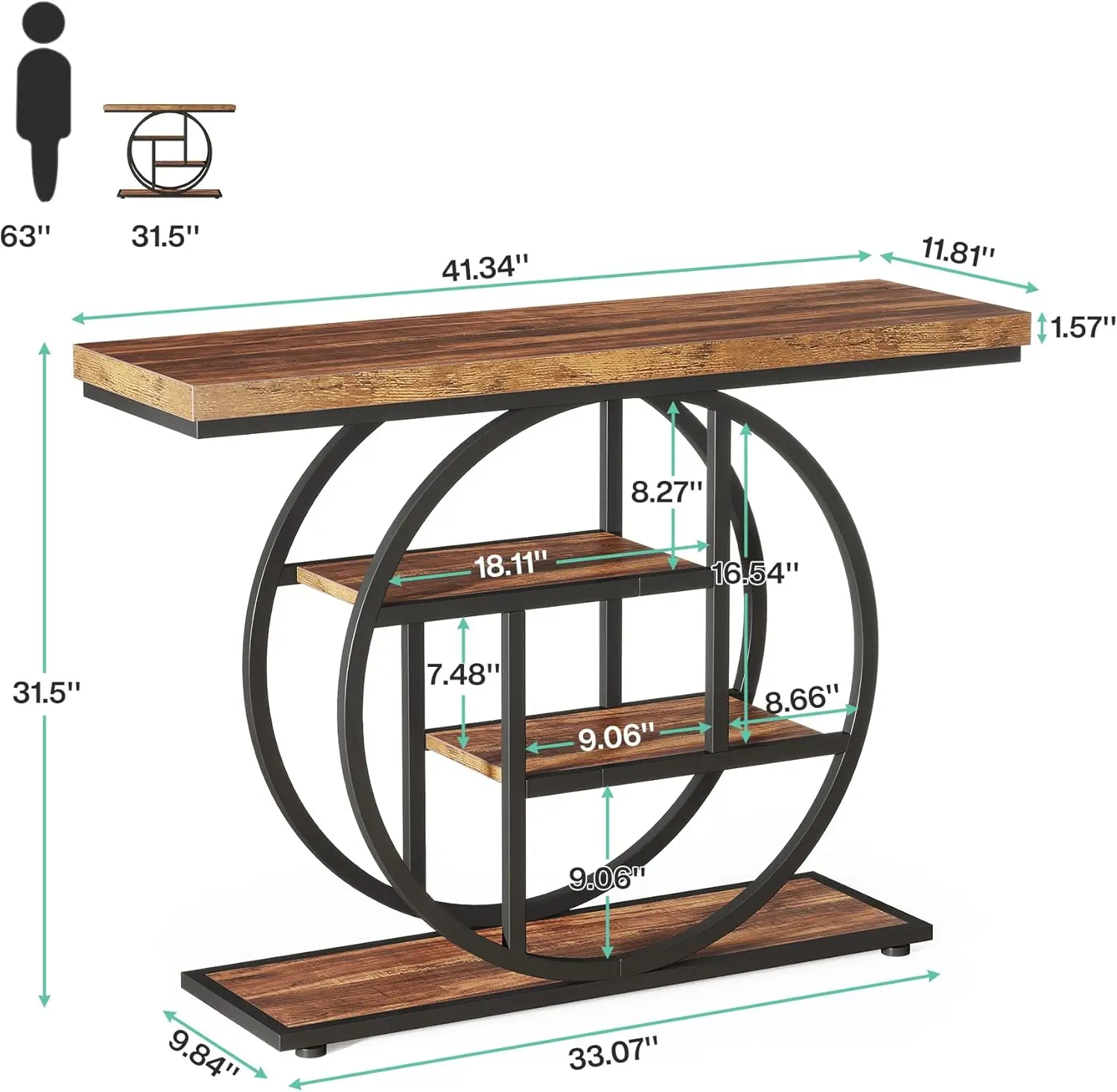 4-Tier Console Table with Circle Base 2