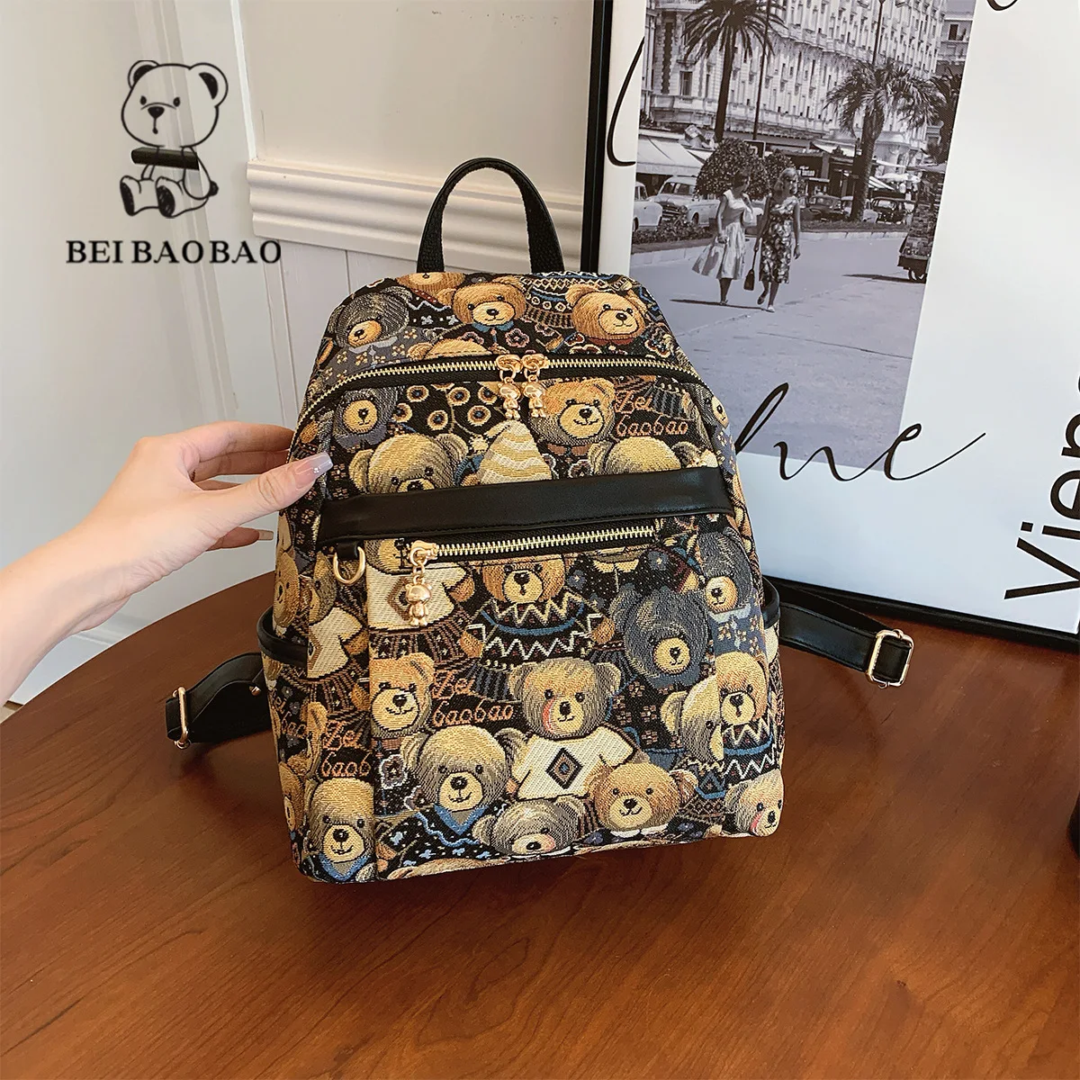 Beibaobao 2024 New Leisure Backpack Large Capacity Travel and Outdoor Backpack Versatile Urban Trendy Women's Bag 2