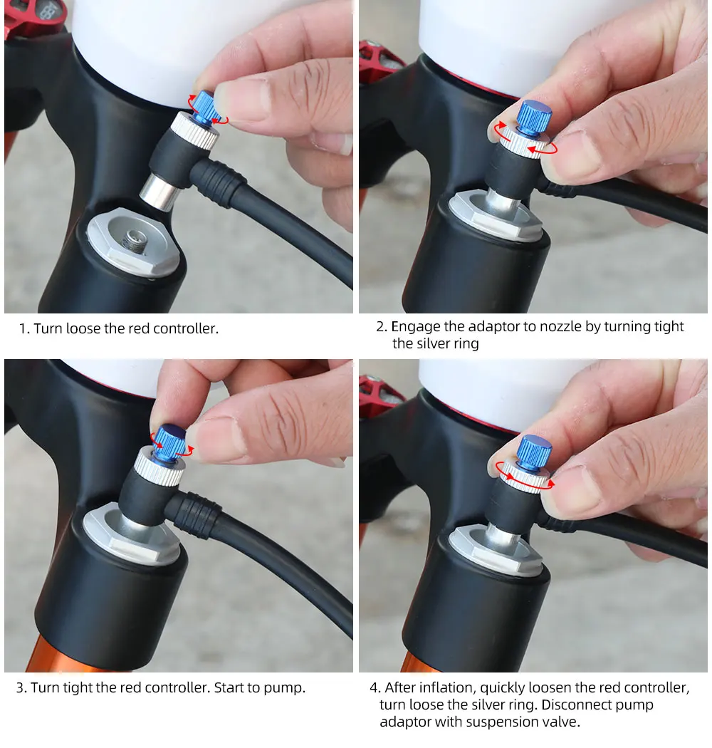 Description Picture 5 of item400psi High Pressure Air pump with Gauge for Front Fork Shock Absorber MTB Bicycle Presta Schrader Valve Inflator Rotatable Hose