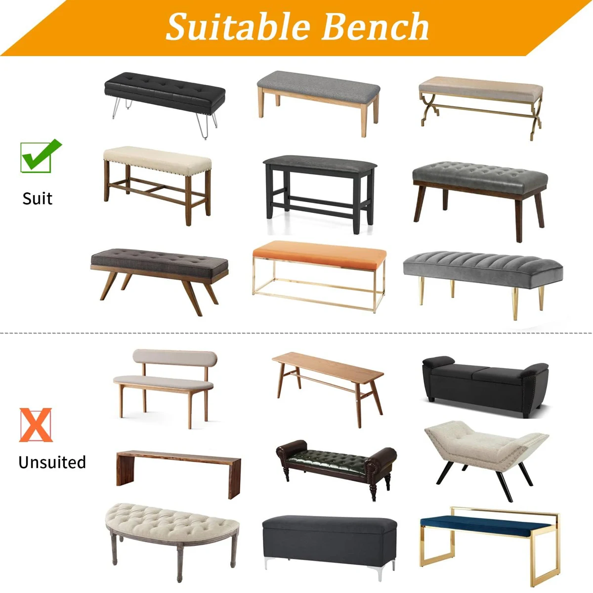 Stretch Jacquard Dining Bench Cover Living Room Anti-Dust Removable Bench Slipcover Washable Bench Seat Protector 6