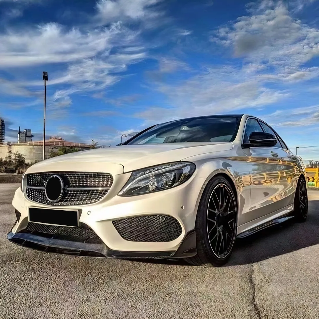 메르세데스 벤츠 C 클래스 W205 C205 S205 2014-2018 C250 C300 다이아몬드 스타일 업그레이드 인렛 메쉬 프론트 그릴 범퍼 그릴 개조