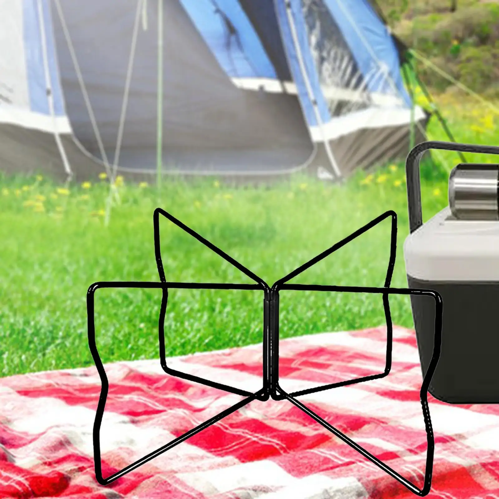 

Folding Cooler Stand Easy to Carry Universal Metal Portable Ice Bucket Holder Stand Rack Foldable for Patio Hiking Outdoor BBQ