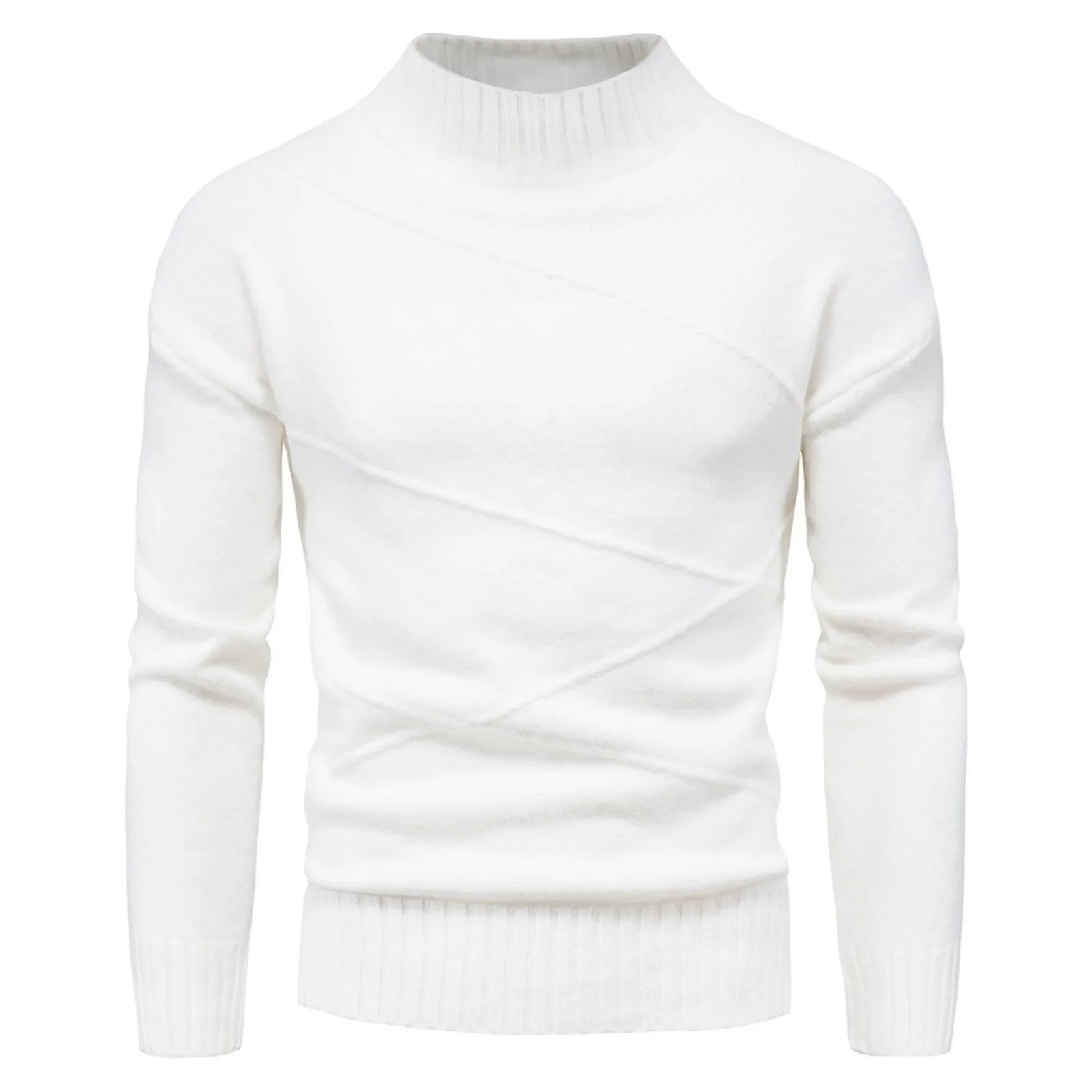 

Winter Turtleneck White Sweater Casual Men'S Rollneck Mock Neck Knitted Soft Sweater Keep Warm Men Jumper Knit Warm Sweater