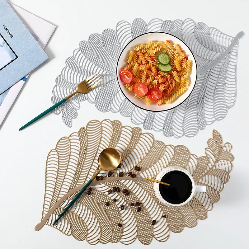 LeafShapePVCPlacematBronzingHollowCreativeTableMatNordicStyle