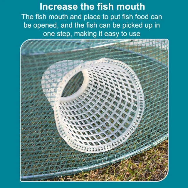 3/4 Holes Fish Shrimp Automatic Trap Crayfish Catcher Fish Network Baits Cast Mesh Trap 30/35cm Fishing Net Mesh Folded Round 5