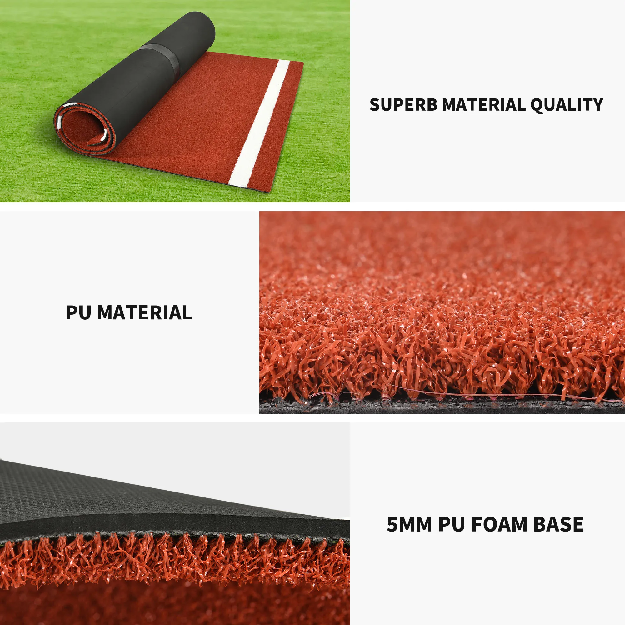 Red Synthetic Grass Turf Baseball Softball Batting Practice Hitting Mat 3