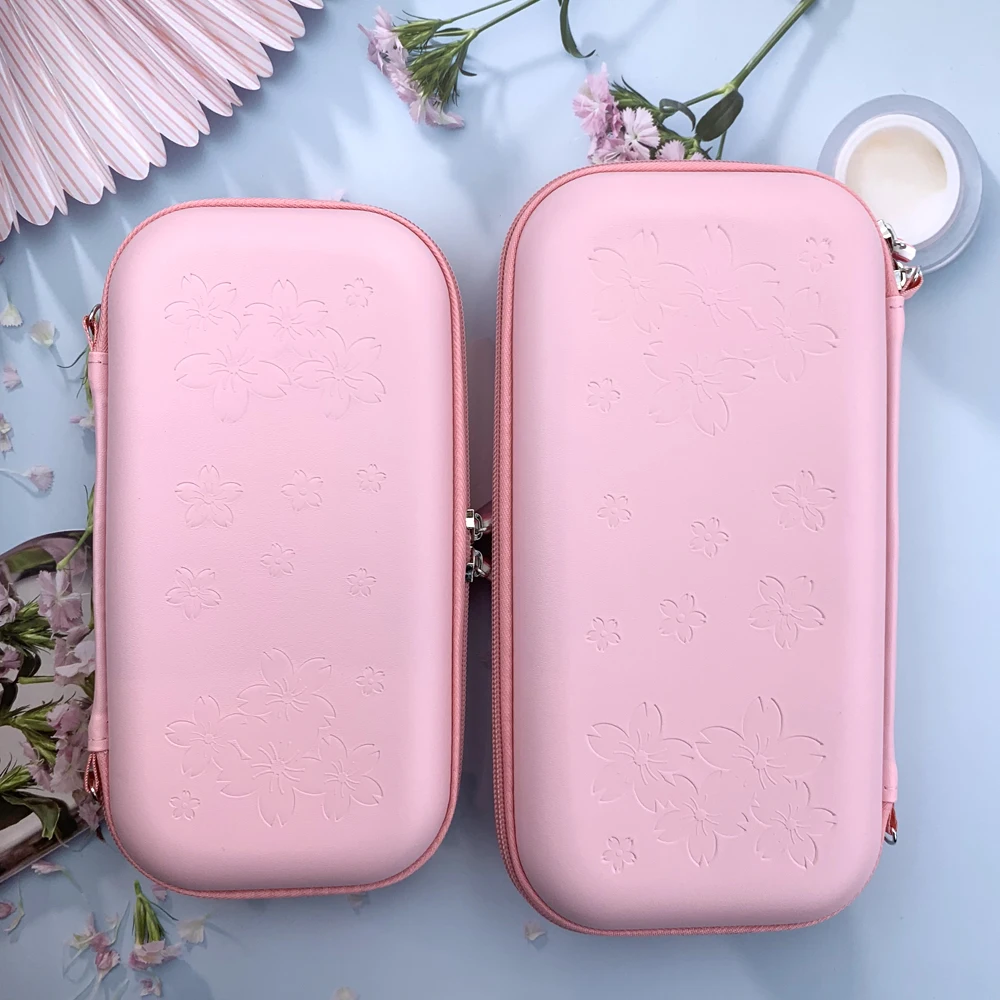 Pink Sakura Flower Skin Shell Carry Bag Switch OLED PU Waterproof