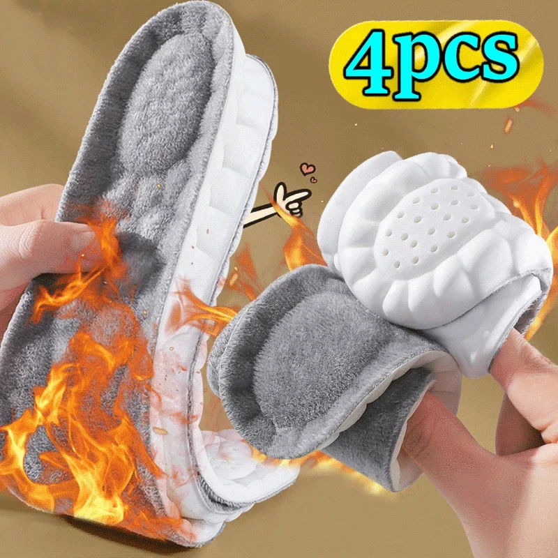 

Winter Warm Self Heated Insole Unisex Thermal Thicken Plush Sports Shoe Sole Orthopedic Inserts Memory Foam Shock-absorbing Pads