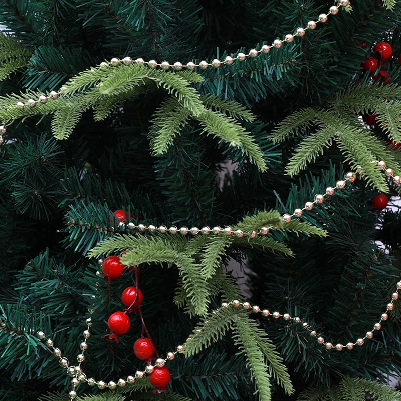 8m Christmas Decoration Bead Chain Red/Blue/Gold/Silver Beads Garland Christmas Tree Hanging Bead Pearl Ornament Decor