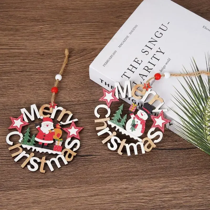New Year Gift Santa Wooden Ornament, Christmas Wall Pendant, Xmas Tree Festive Decor For Home