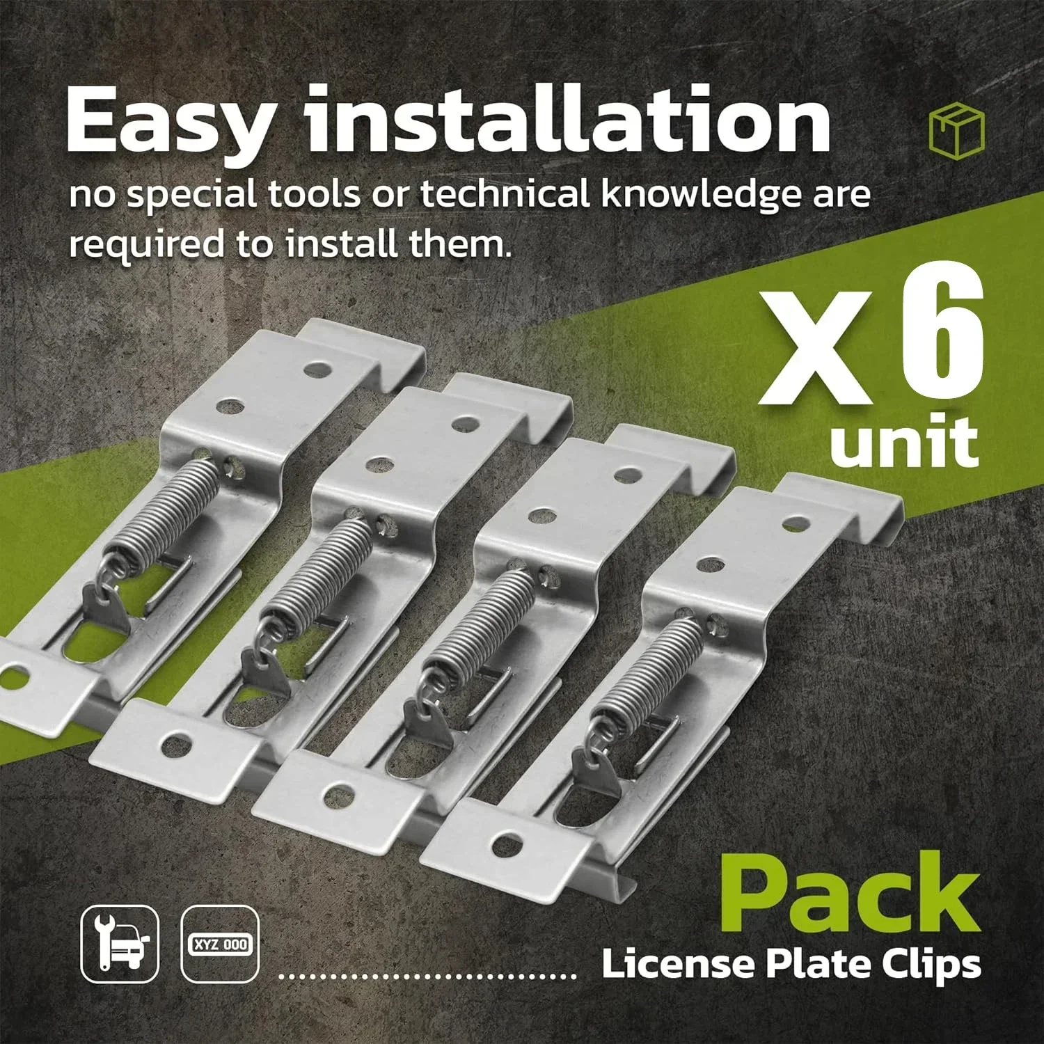 2/4/6PCS Rechteckige Auto Kennzeichen Gefederte Edelstahl Halterung Autos Rahmen Halter Schellen Anhänger Nummer platte Clips – Detail 5