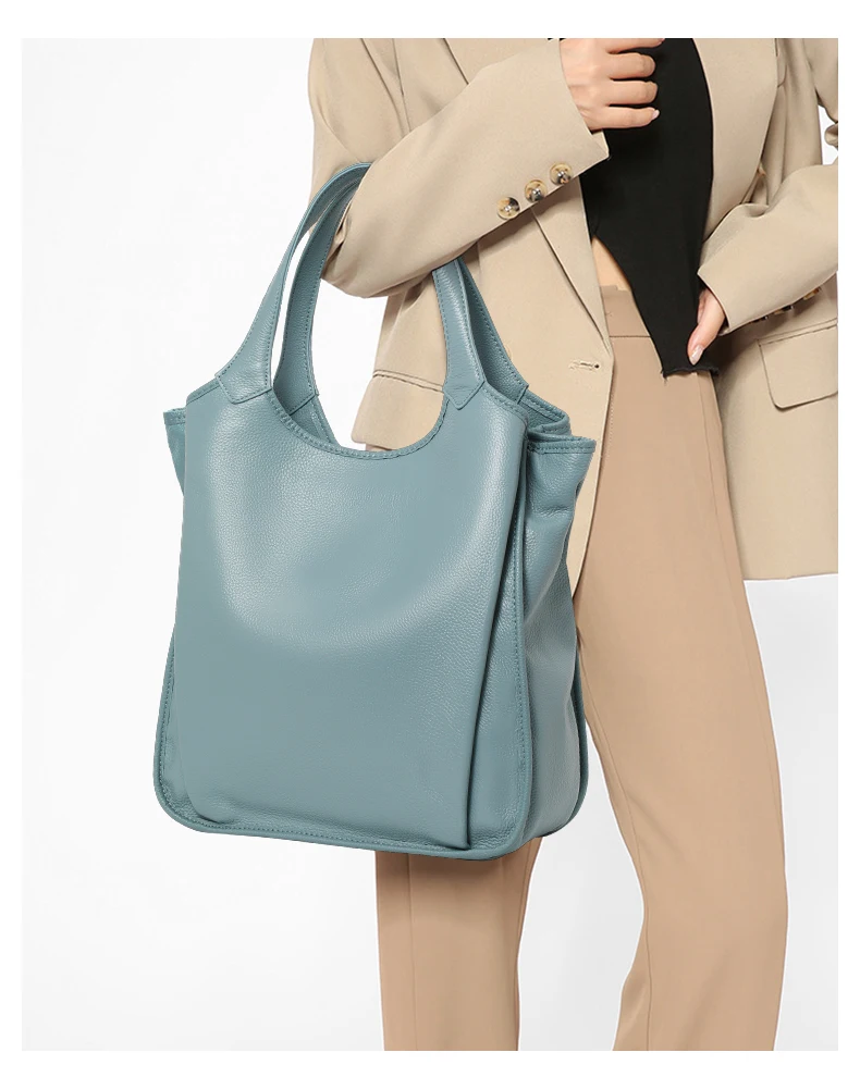 Aidrani Damen-Tragetasche mit großem Fassungsvermögen, modische Handtasche aus Rindsleder im minimalistischen Design, Umhängetasche aus echtem Leder – Detail 2