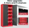 Metal Garage Storage Cabinets with Lock, 72" Tall Locker Organizer Steel Tool Cabinets,5 Adjustable Shelves 2 Doors (Black Red) 4