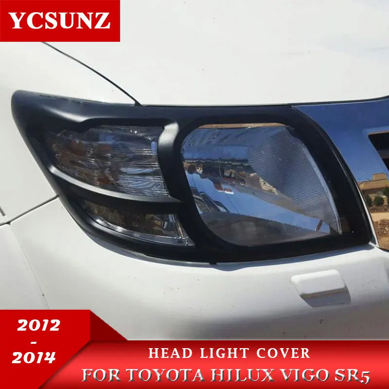 Abs Carbon Fiber Color Headlight Cover Accessories For Toyota Hilux Vigo 2012 2013 2014 Sr5