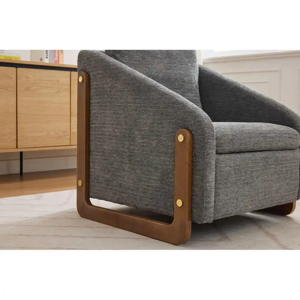 Moderner Loungesessel für das Wohnzimmer – Akzentstuhl mit Holzarmlehnen, Rückenkissen, 73,5 x 73,5 x 73,5 cm, einteiliges Set – Detail 21