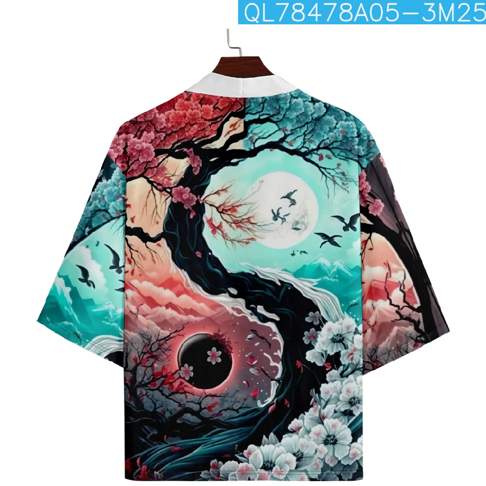 Kimono Plus Size 6XL 5XL 4XL Fashion Summer Beach Japanese Robe Cardigan Women Men Shirts Yukata Haori