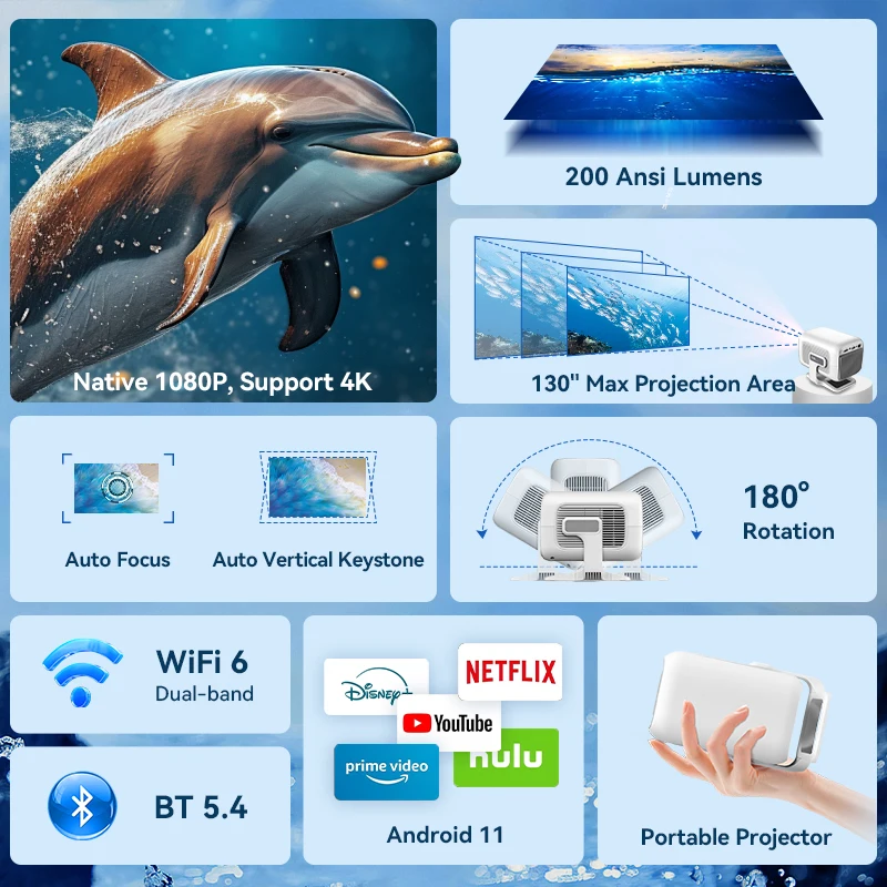 جهاز عرض LCD صغير X3AQ أصلي 1080P 4K فك يدعم أندرو...