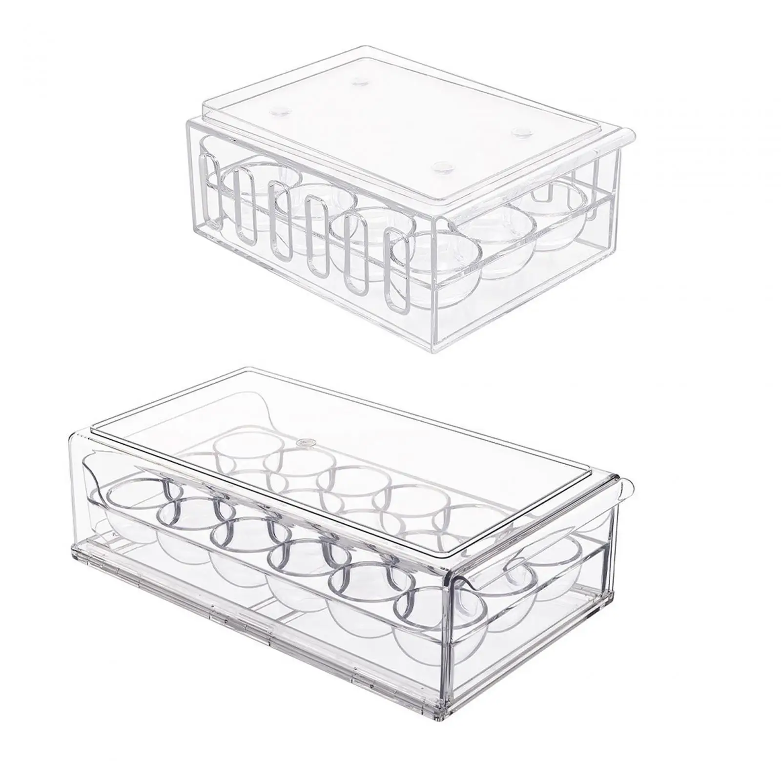

Egg Tray Refrigerator Saving Space Fridge Egg Fresh Storage Box with Handles