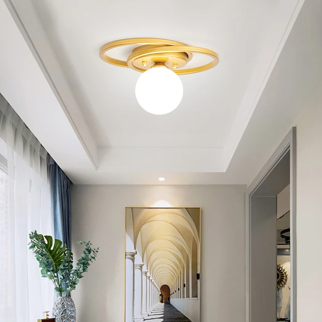 Lâmpada do teto LED interior para corredor de entrada, Preto e dourado  Luzes de teto LED, Iluminação do candelabro para varanda doméstica, lâmpada  G9, 9W - AliExpress