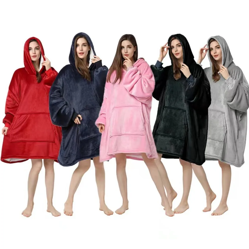 

Blanket Hoodie,Wearable Pullover,Super Warm Cozy with Giant Pocket Pajamas,Available in Multiple Colors One Size Fits All